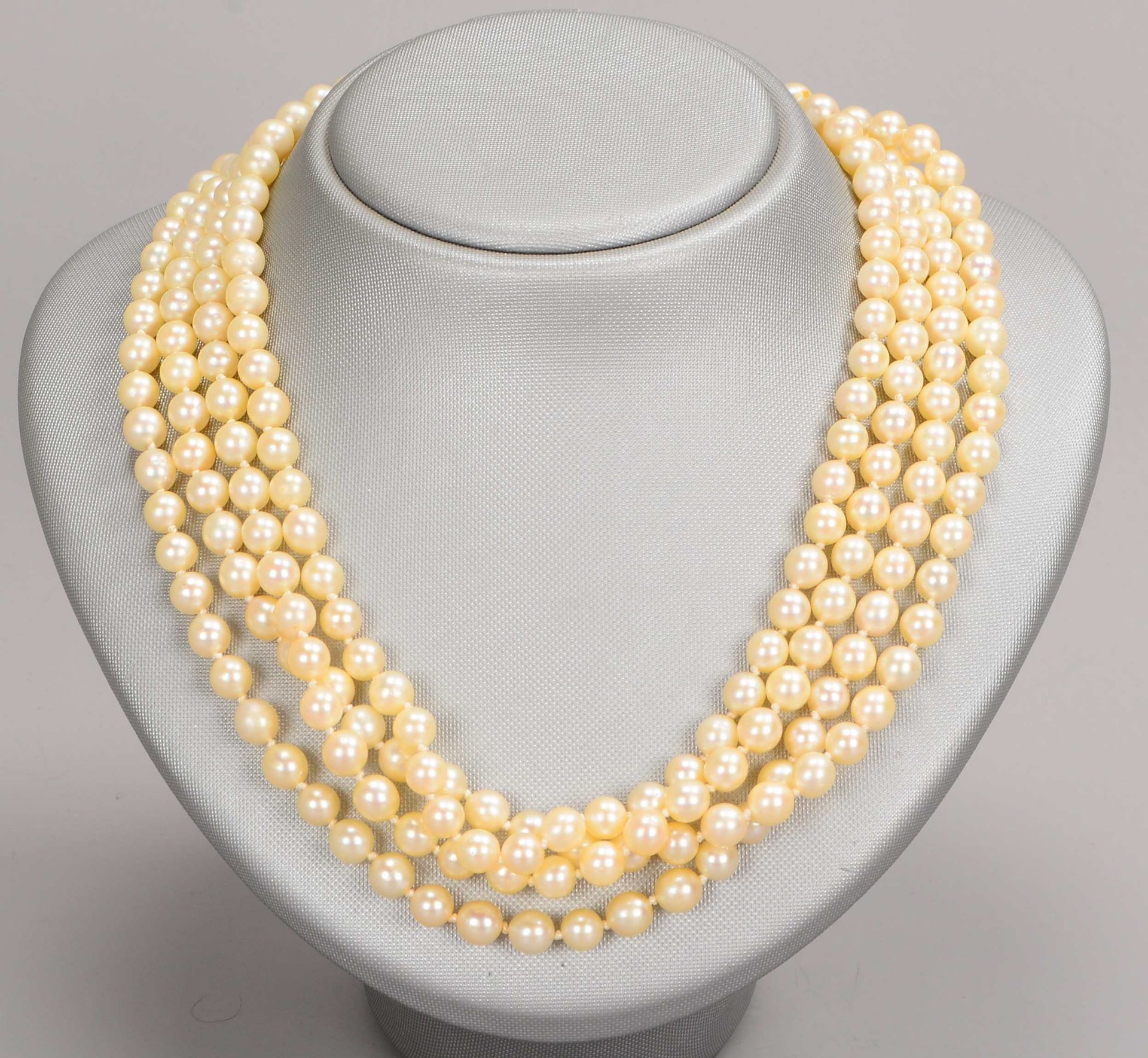 Perlencollier, 4-reihig, Perlen einzeln geknotet/Durchmesser Perle &Oslash; 6,8 mm, Sterlingsilber-S - Image 2 of 2