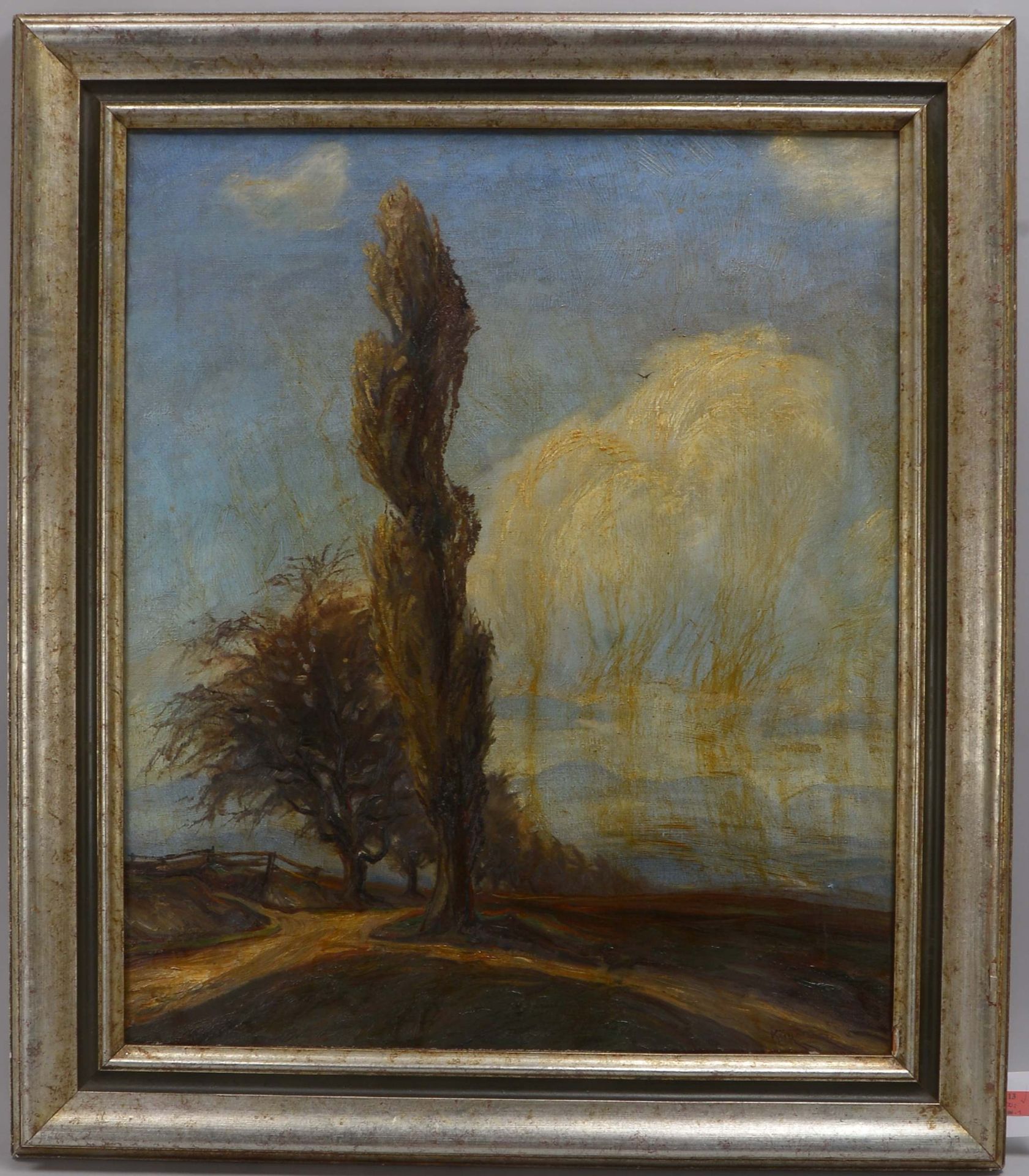 K&uuml;hnle, Karl (1900 - 1981, Kuppingen), &#039;Landschaft mit Pappel&#039;, &Ouml;l/Lw, unten rec