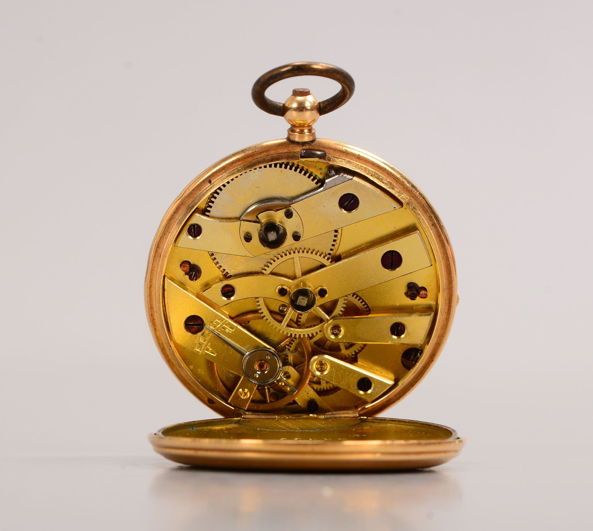 Taschenuhr, 14 kt Gold (gestempelt), Innendeckel aus Metall, &#039;8 Rubis&#039; - Funktion nicht ge - Image 2 of 3