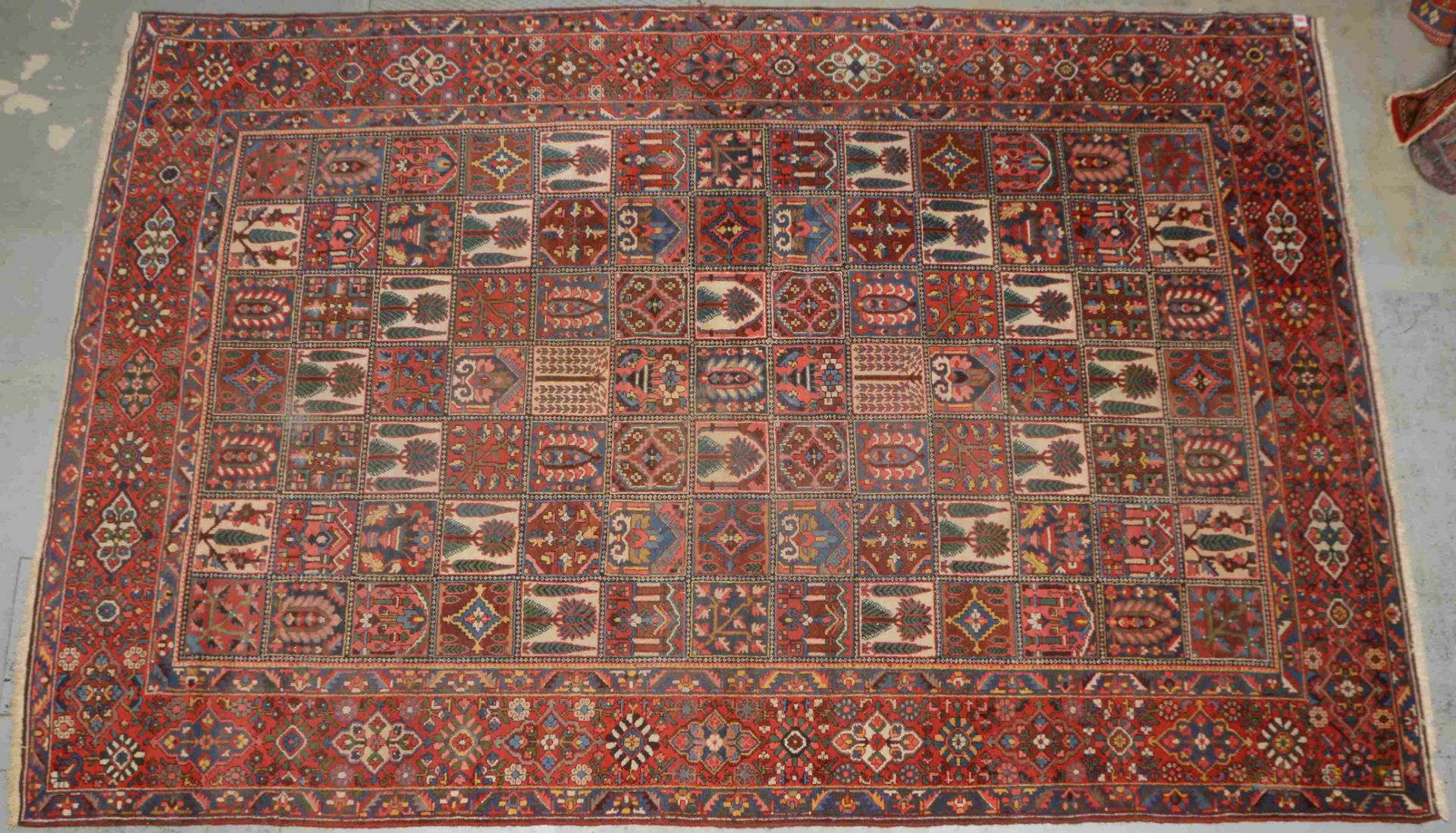 Bakhtiari, mit Feldermuster, ringsum komplett - im &Uuml;berformat!; Ma&szlig;e 487 x 320 cm