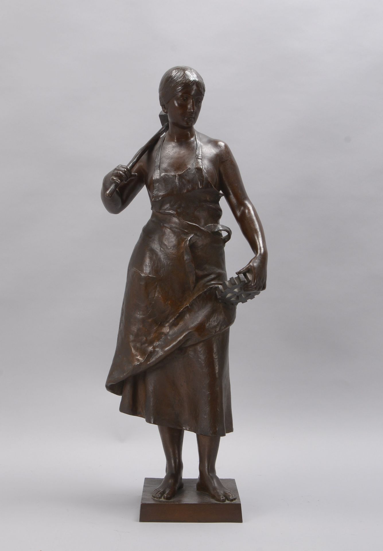 Breuer, Prof. Peter (1856 K&ouml;ln - 1930 Berlin), Bronzefigur, &#039;Schmiedekunst&#039;, im Socke