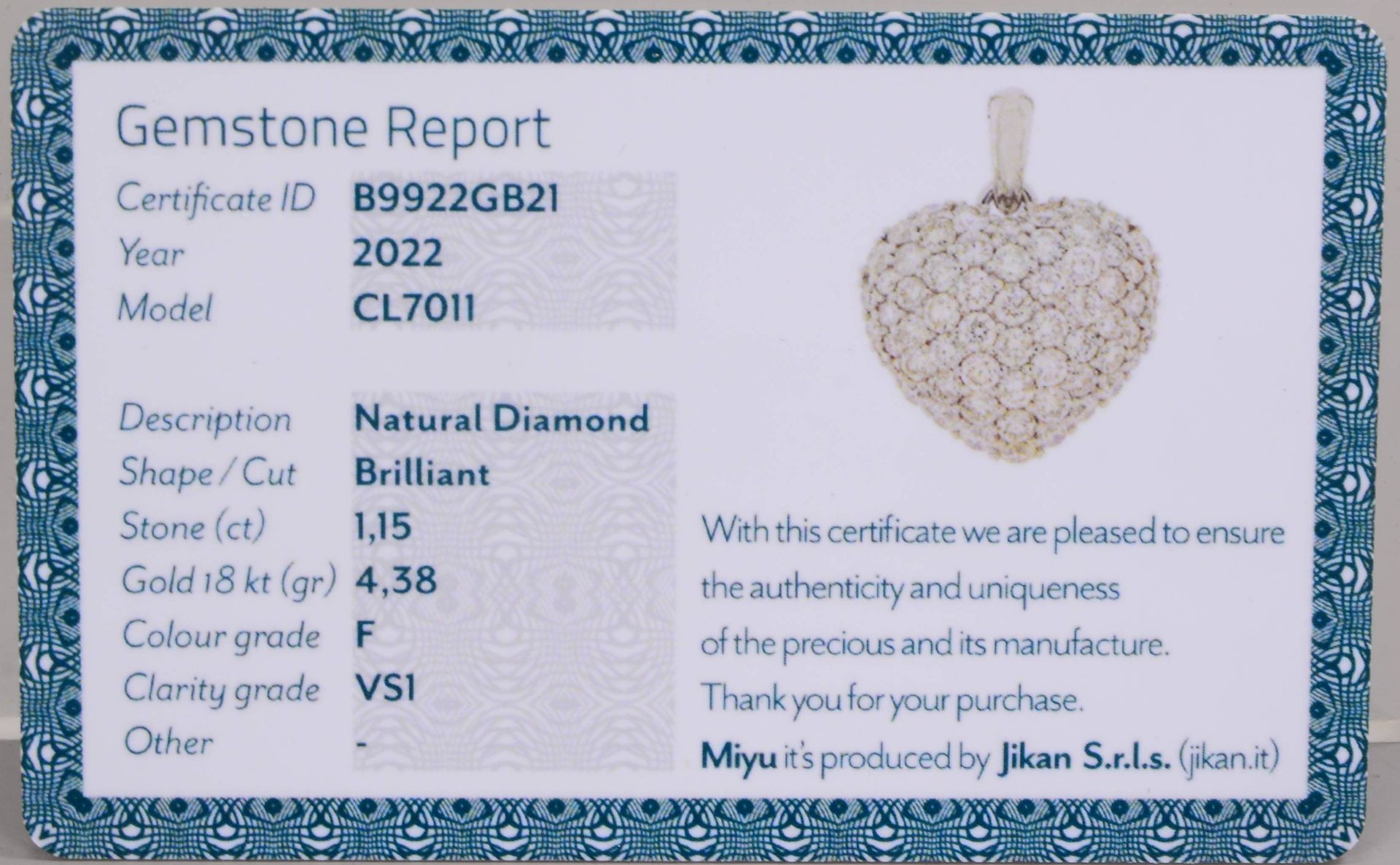 Fig&uuml;rlicher Kettenanh&auml;nger, 750 WG, mit Brillantbesatz/zus. 1,15 ct, F-Vsi, in Pav&eacute; - Image 3 of 3