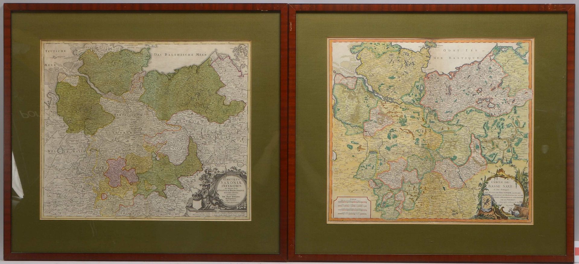 2 Landkarten, 'Saxoniae Inferioris - Basse Saxe' ('bey Johann Baptist Homann'/'Robert de Vaugondy')