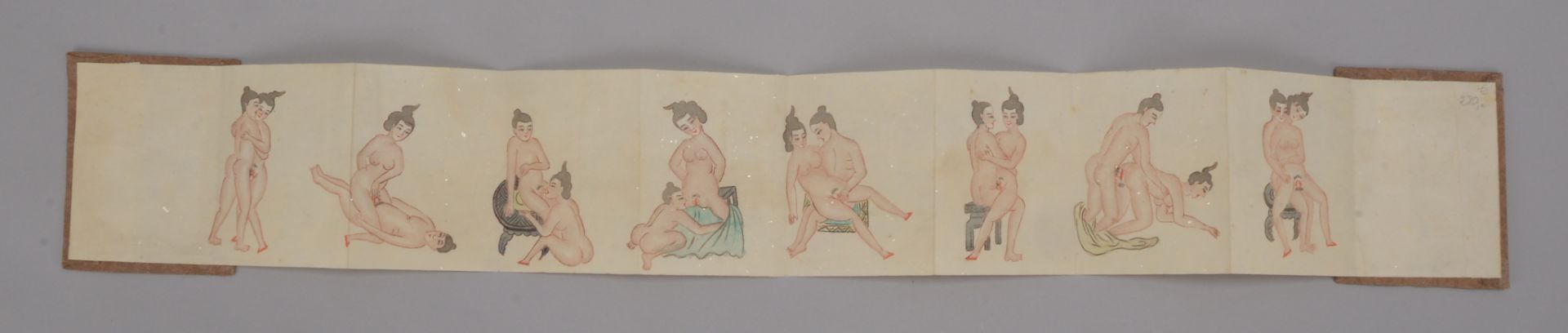 Leporello (Japan), &#039;Erotische Darstellungen&#039;, aquarellierte Zeichnungen, 8 Einzelmotive; H - Image 3 of 3