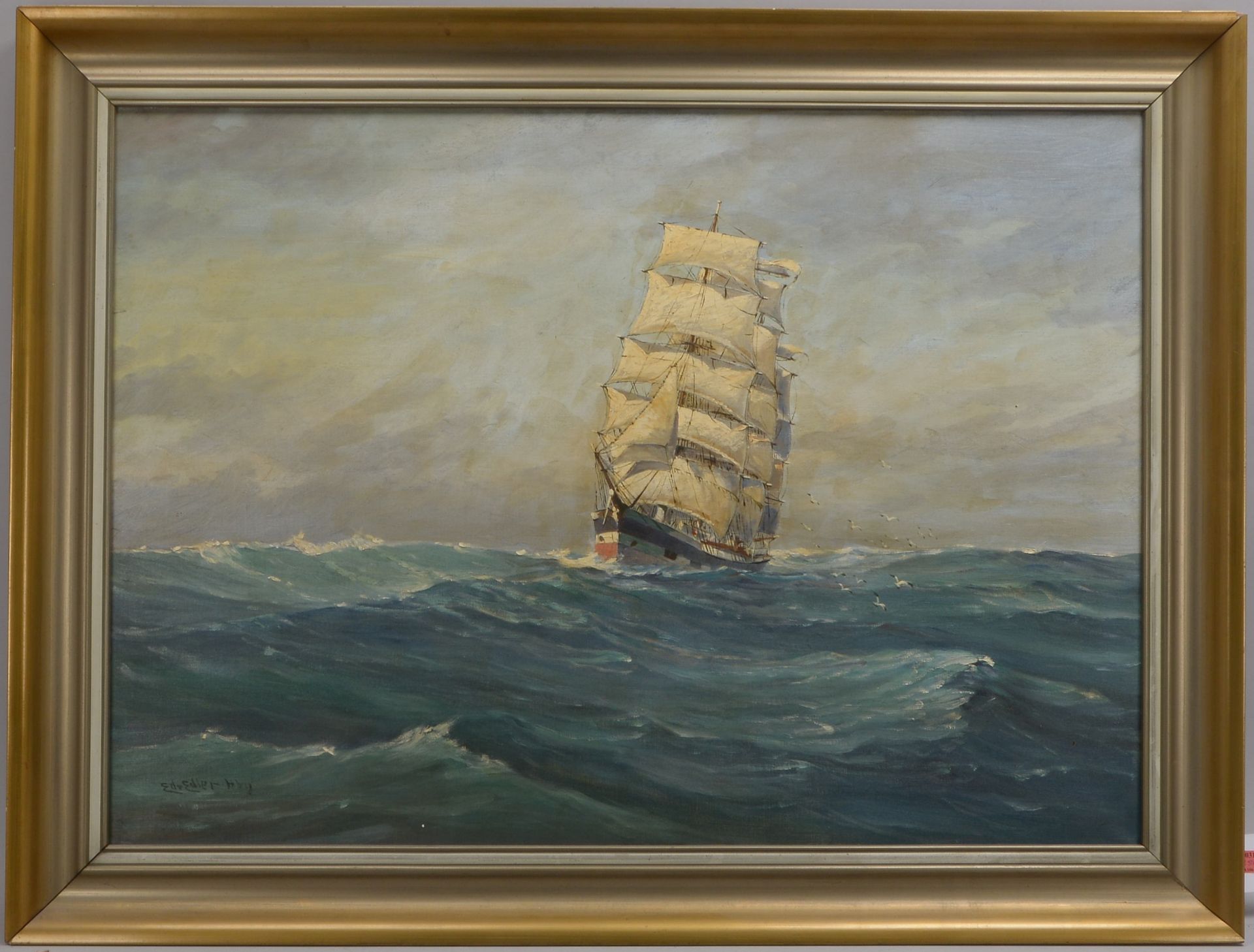 Edler, Eduard (1887 - 1969), &#039;Segelschiff auf hoher See&#039;, &Ouml;l/Lw, unten links signiert