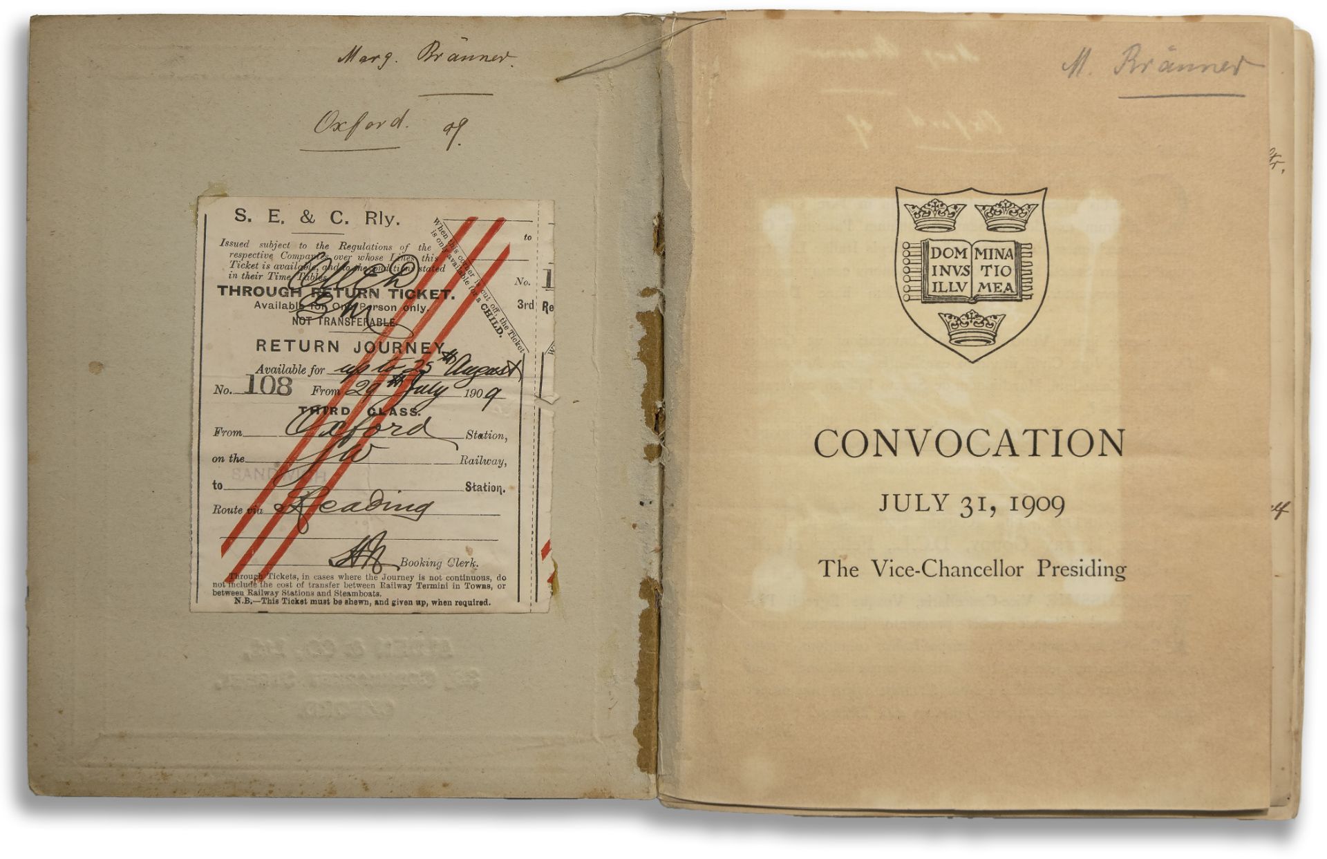 Oxford Student Manuscript, Convocation, Margareth Bräuner, 1909