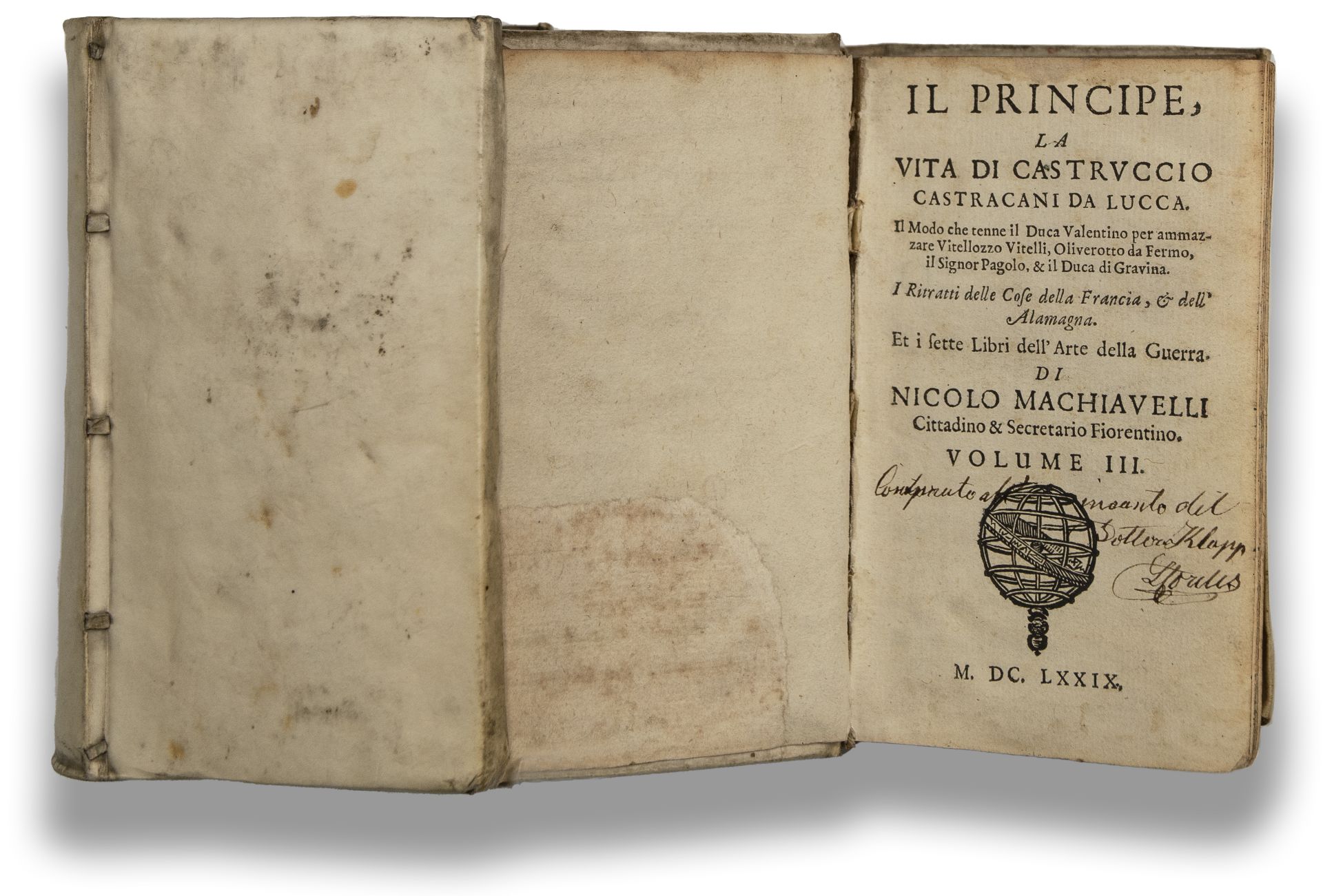 'Tutte le Opere di Niccolò Machiavelli' und 'Cittadino e Secretario Fiorentino', 1679 - Bild 4 aus 5