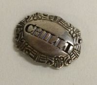 An unusual silver spirit label for 'Chilli'. Londo