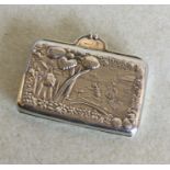 An attractive silver mounted purse with floral dec