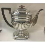 A large Georgian silver half fluted kettle on stan