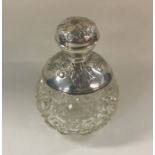 A hobnail cut silver mounted dressing table jar. E