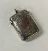 An engraved silver vesta. Birmingham 1908. By Rola