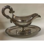 A fine Victorian French silver crested sauceboat o
