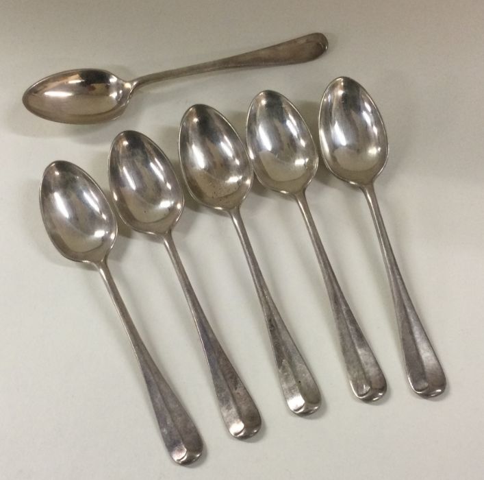 A Victorian set of six rat tail silver teaspoons.