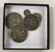 A group of three silver Crowns (coins) etc. Approx