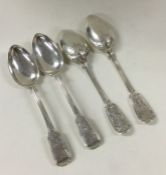 EXETER: A set of four silver spoons.1854. By Josep