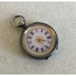 A Continental silver fob watch. Approx. 33 grams.