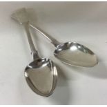 A pair of fiddle pattern silver tablespoons. Londo