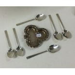 A set of six silver coffee spoons together with a