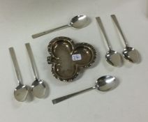 A set of six silver coffee spoons together with a