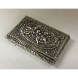 A heavy rectangular silver hinged top snuff box de