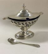 A pierced silver mustard pot. Birmingham 1906. By