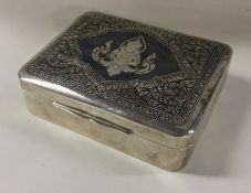 An Indian silver and enamel cigar box. Approx. 306