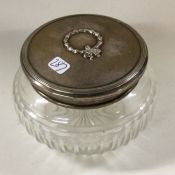 A silver mounted glass jar. Birmingham 1919. By El