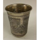 A Russian silver and niello beaker. Marked to base