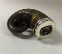 An early 19th Century silver mounted snuff mull wi