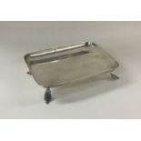 A rectangular plain silver tray. Birmingham. By Hu