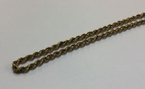 A modern 9 carat rope twist chain with barrel clas