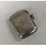 A silver vesta case. Birmingham 1908. By W J Myatt