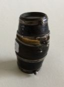 A rare Georgian silver barrel shaped etui with sil