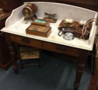 A good oak and marble top washstand.