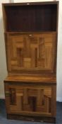 A retro two door cocktail cabinet of parquetry des