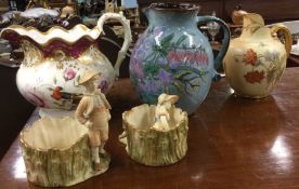 A Royal Worcester ewer together with other pottery
