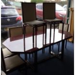 A good Art Deco glass top table together with eigh