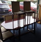 A good Art Deco glass top table together with eigh