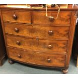 A Victorian mahogany bow front chest of five drawe