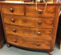 A Victorian mahogany bow front chest of five drawe