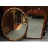 An Antique mahogany framed mirror together with on