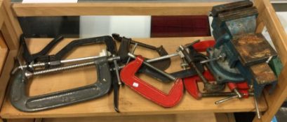 A collection of old G-clamps.