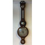 A good mahogany banjo barometer with silvered dial