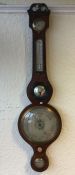 A good mahogany banjo barometer with silvered dial
