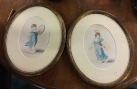 Two oval framed and glazed watercolours depicting