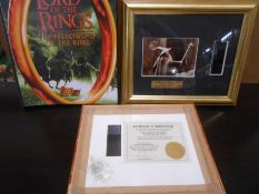 LORD OF THE RINGS 2 framed film cells, ltd. 100 & 200, plus album Topps Cards Fellowship of the