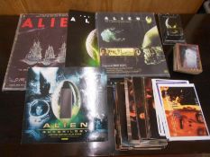 ALIEN Alien 3 80 Trading Cards, Alien Post Cards Alien Resurrection Film Cell, & 3 Alien books