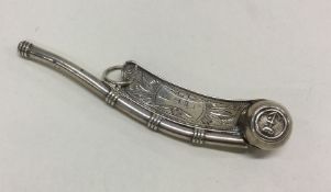 A good Victorian engraved silver whistle of typica