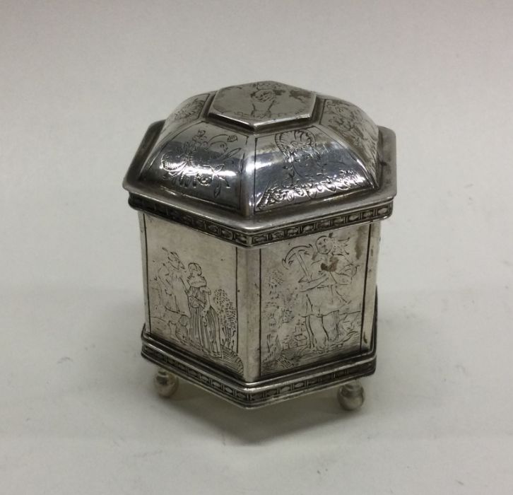 A good quality Antique silver marriage box with gi